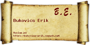 Bukovics Erik névjegykártya